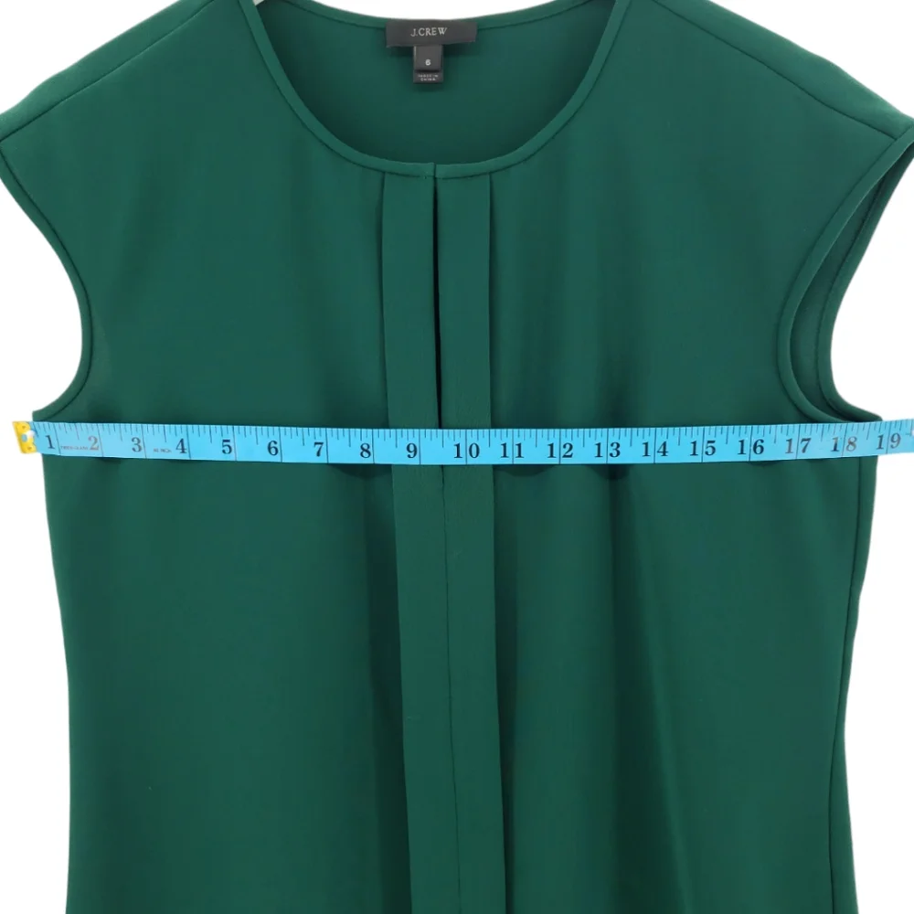 J Crew Sleeveless Shell Size 6 Evergreen Pleated Front Career Travel